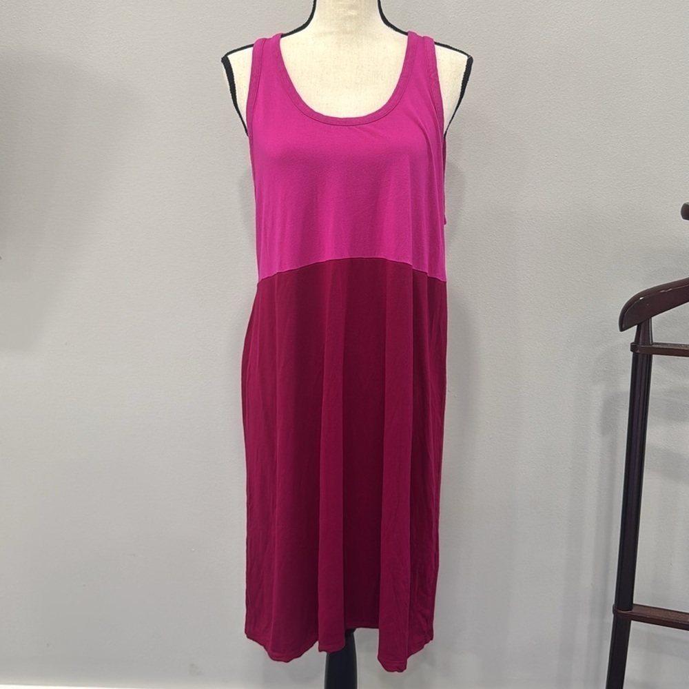 Gap Pink and Red Color Block Sleeveless Rayon Mini Dress. Sz XL